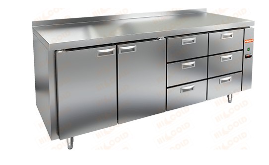 Холодильный стол HICOLD SN 1133/TN P, без агрегата, 2 двери, 6 ящиков (-2...+10°С)